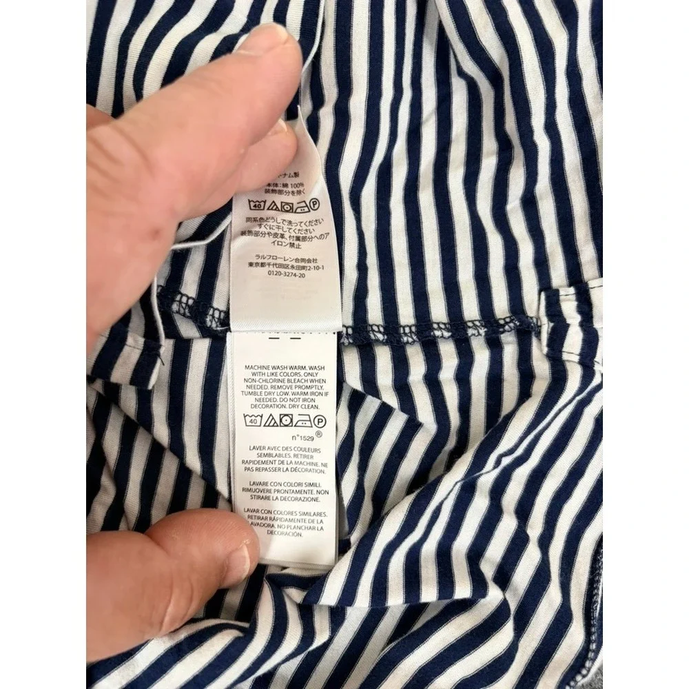 Polo Ralph Lauren Classic Fit Polo Crest Lisle Shirt Men's ‎ Blue Stripe Size M